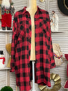 PLAID LONG SLEEVE BUTTON DOWN DRESS/SHACKET