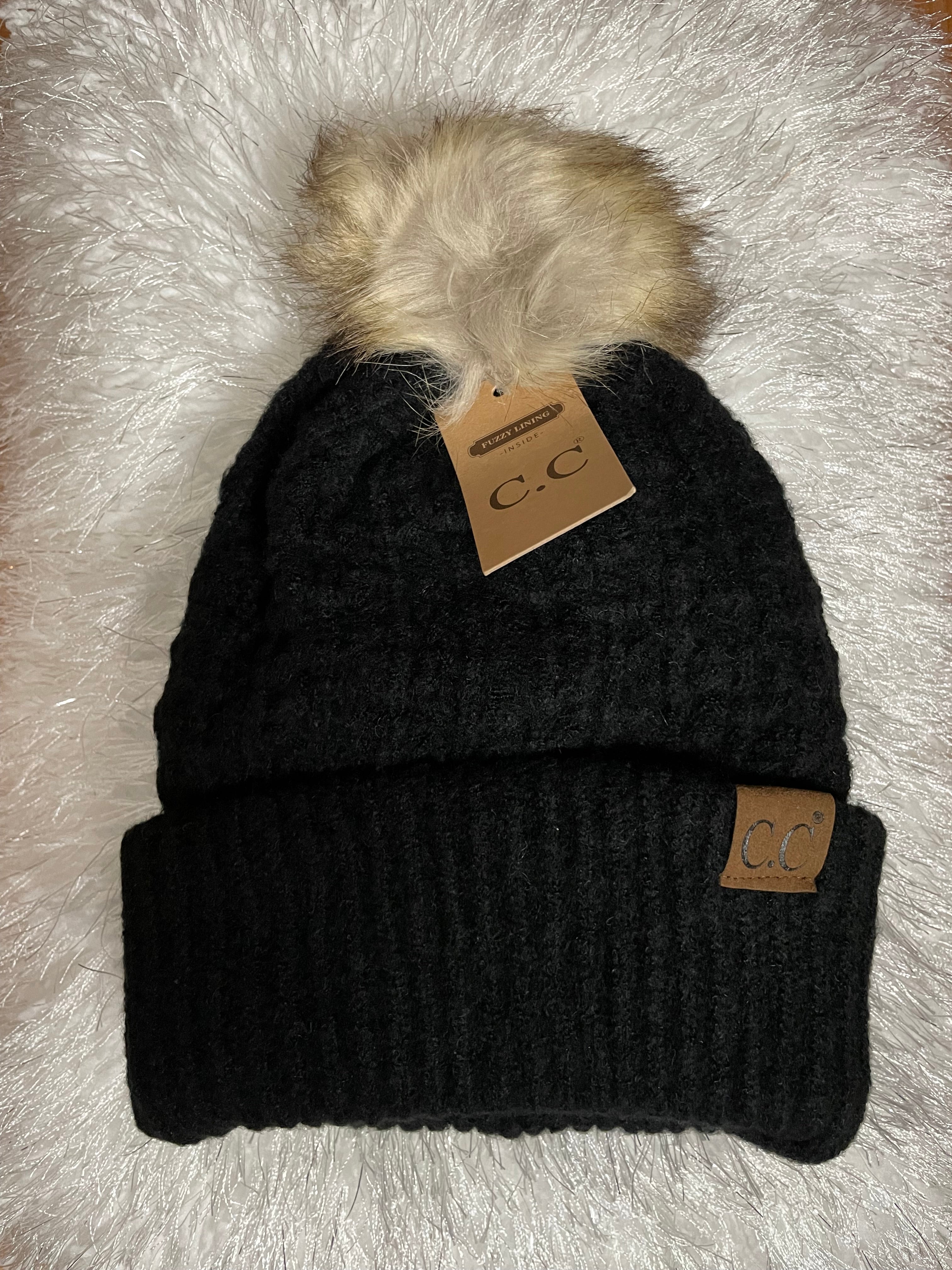 C.C. BEANIE W/POM