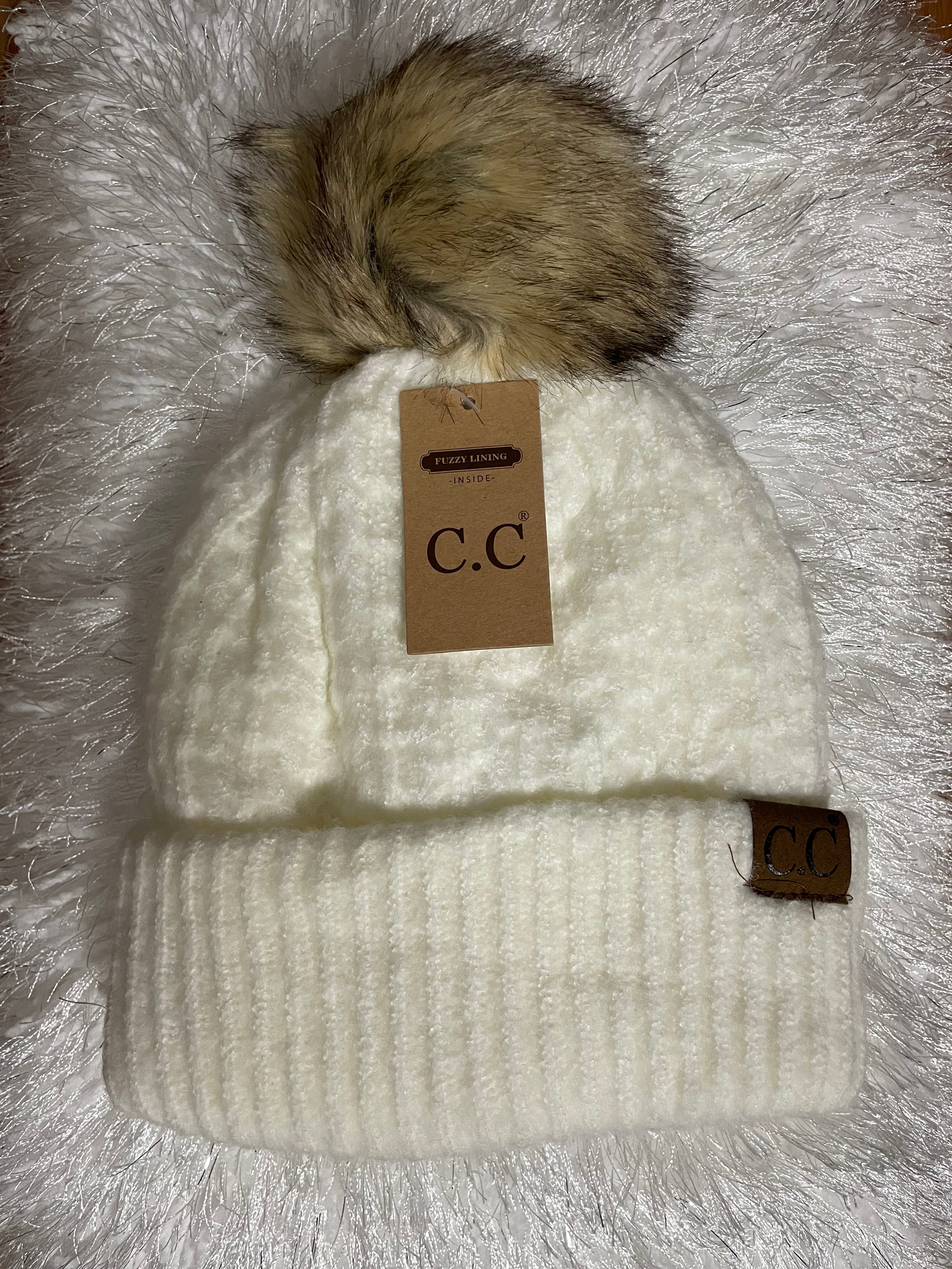 C.C. BEANIE W/POM