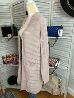 POINTELLE KNIT SWEATER CARDIGAN