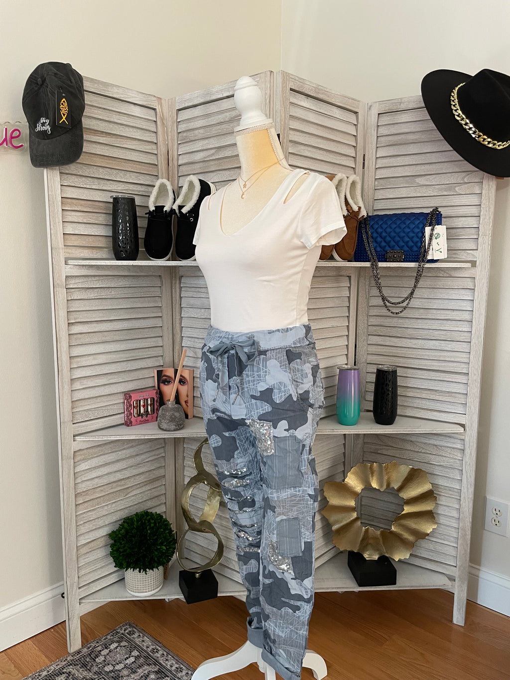 PENCIL SKETCH CAMO CRINKLE JOGGERS