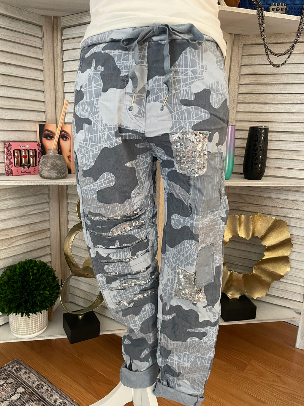 PENCIL SKETCH CAMO CRINKLE JOGGERS