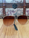 HILARY AVIATOR SUNGLASSES WITH SPARKLE LENS GOLD