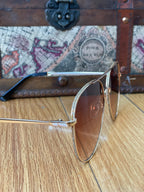 HILARY AVIATOR SUNGLASSES WITH SPARKLE LENS GOLD