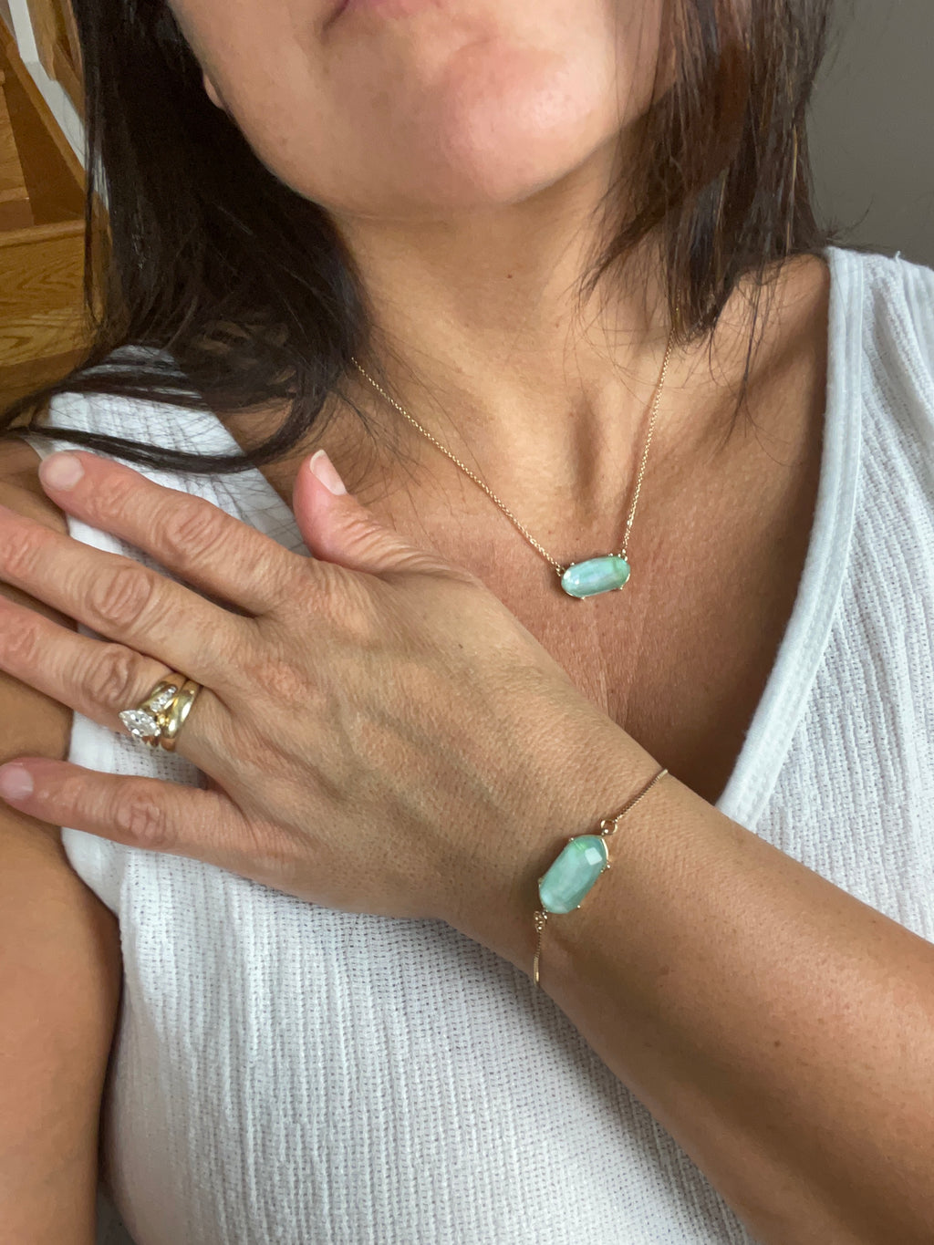 HEXAGON EPOXY NECKLACE & BRACELET SET