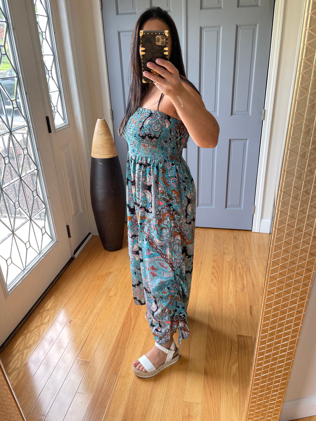 RUCHED STRAPLESS JUMPSUIT