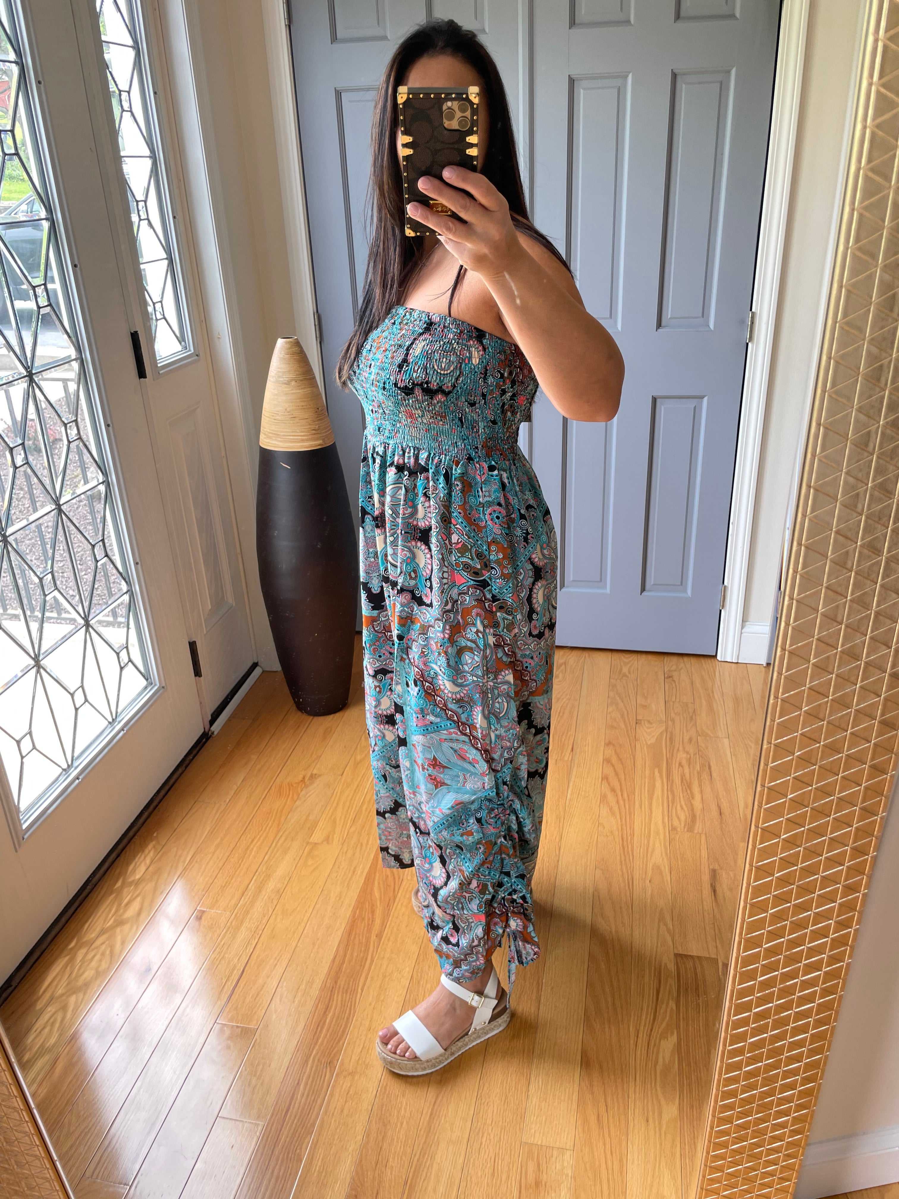 RUCHED STRAPLESS JUMPSUIT