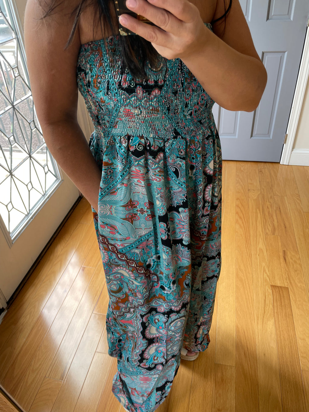 RUCHED STRAPLESS JUMPSUIT