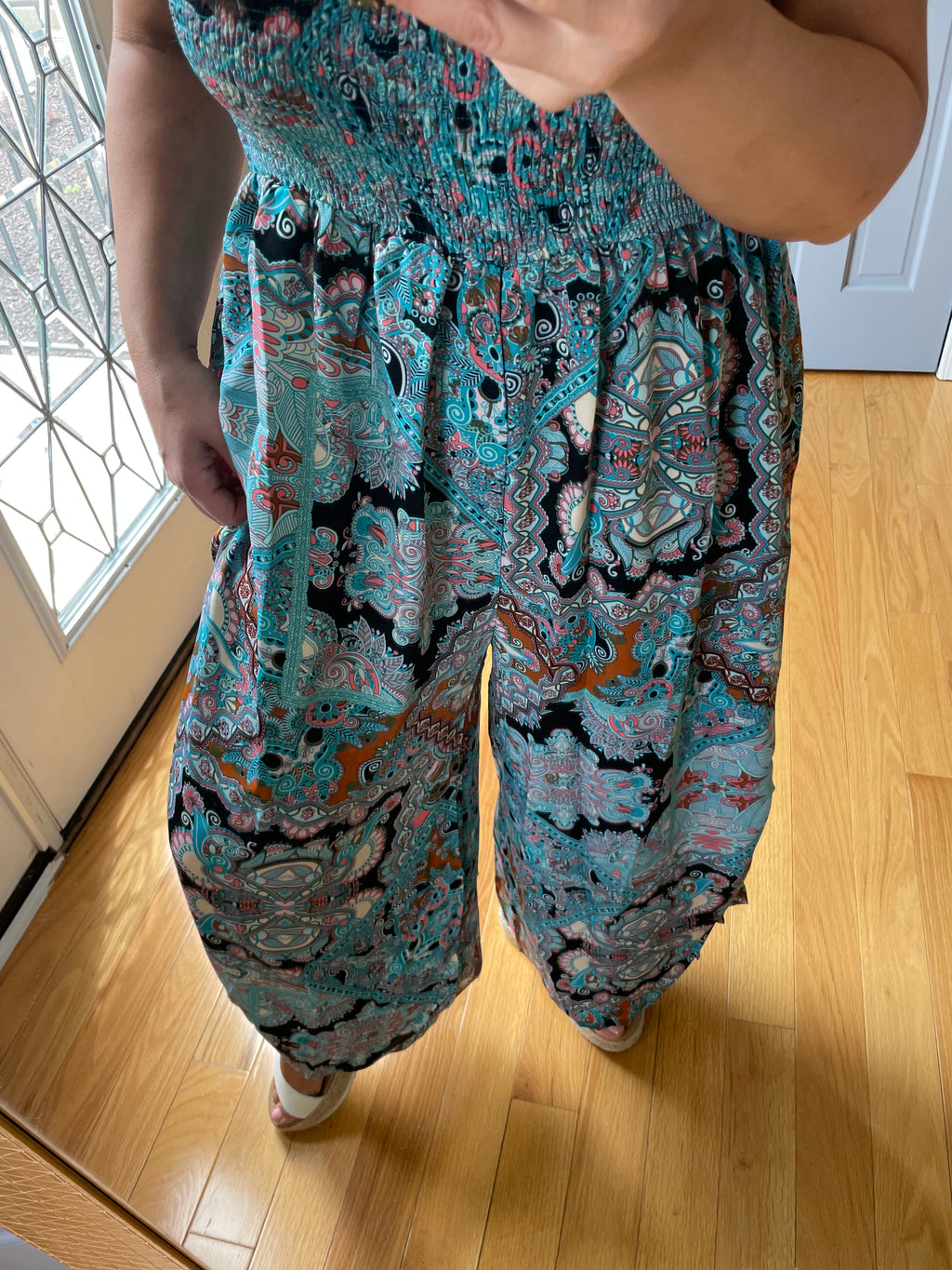 RUCHED STRAPLESS JUMPSUIT