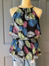 TROPICAL PRINTED HALTER NECK TOP