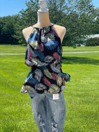 TROPICAL PRINTED HALTER NECK TOP