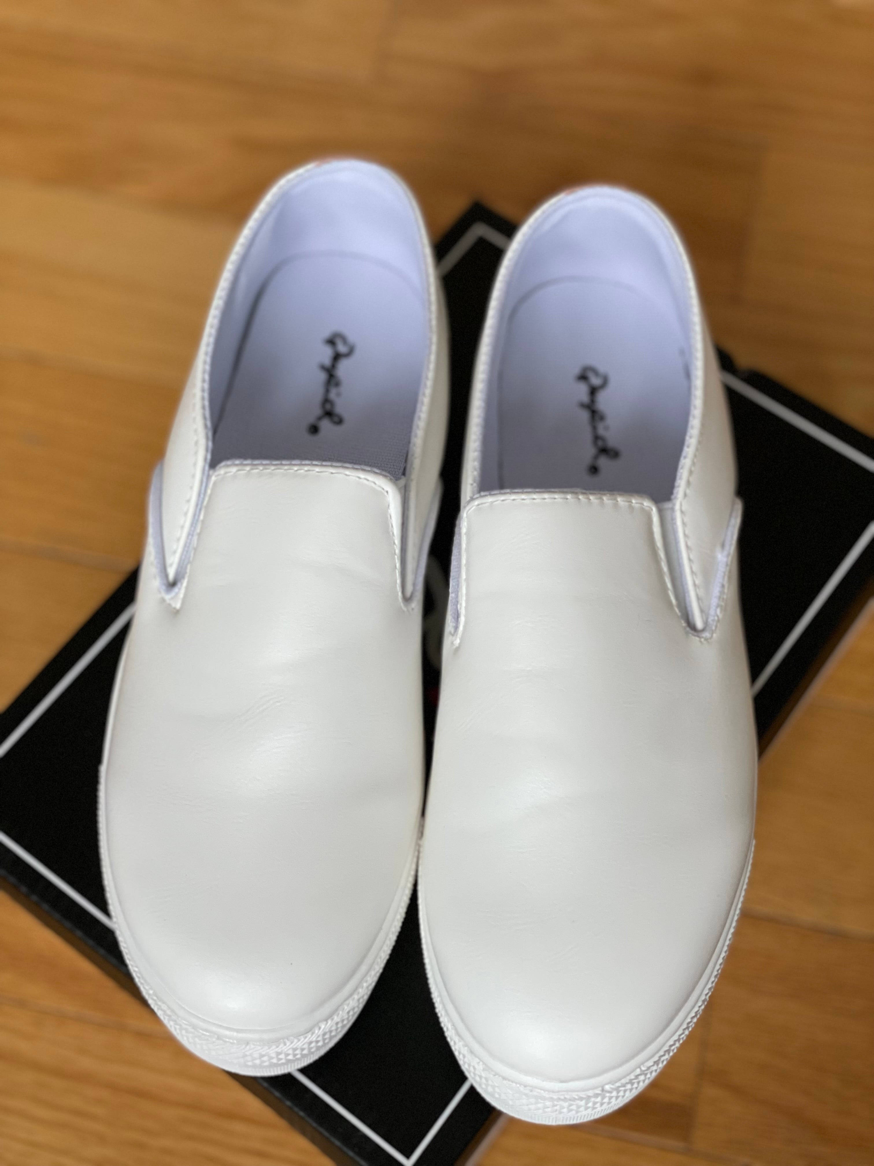 WHITE PLATFORM SLIP ON SNEAKER
