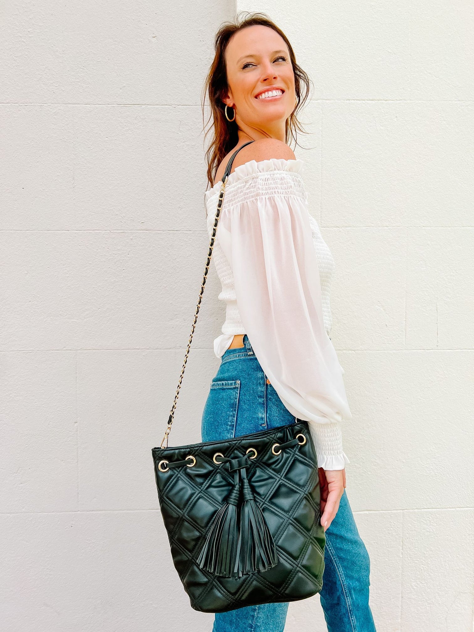 ESTELLE QUILTED BUCKET BAG