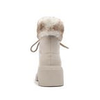 FAUX FUR PLATFORM LACE-UP BOOTIES