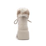 FAUX FUR PLATFORM LACE-UP BOOTIES