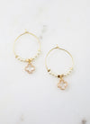 PENZA PEARL AND CLOVER HOOP EARRING