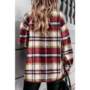 RED PLAID FLANNEL SHACKET JACKET