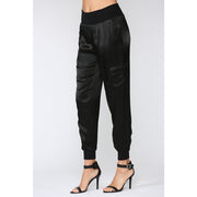 SATIN CARGO JOGGER PANTS