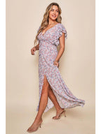 RUFFLE FLORAL PRINT MAXI DRESS