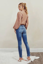 KAN CAN MID-RISE SLIM STRAIGHT LEG JEANS