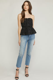 FLORAL JACQUARD SLEEVELESS TOP