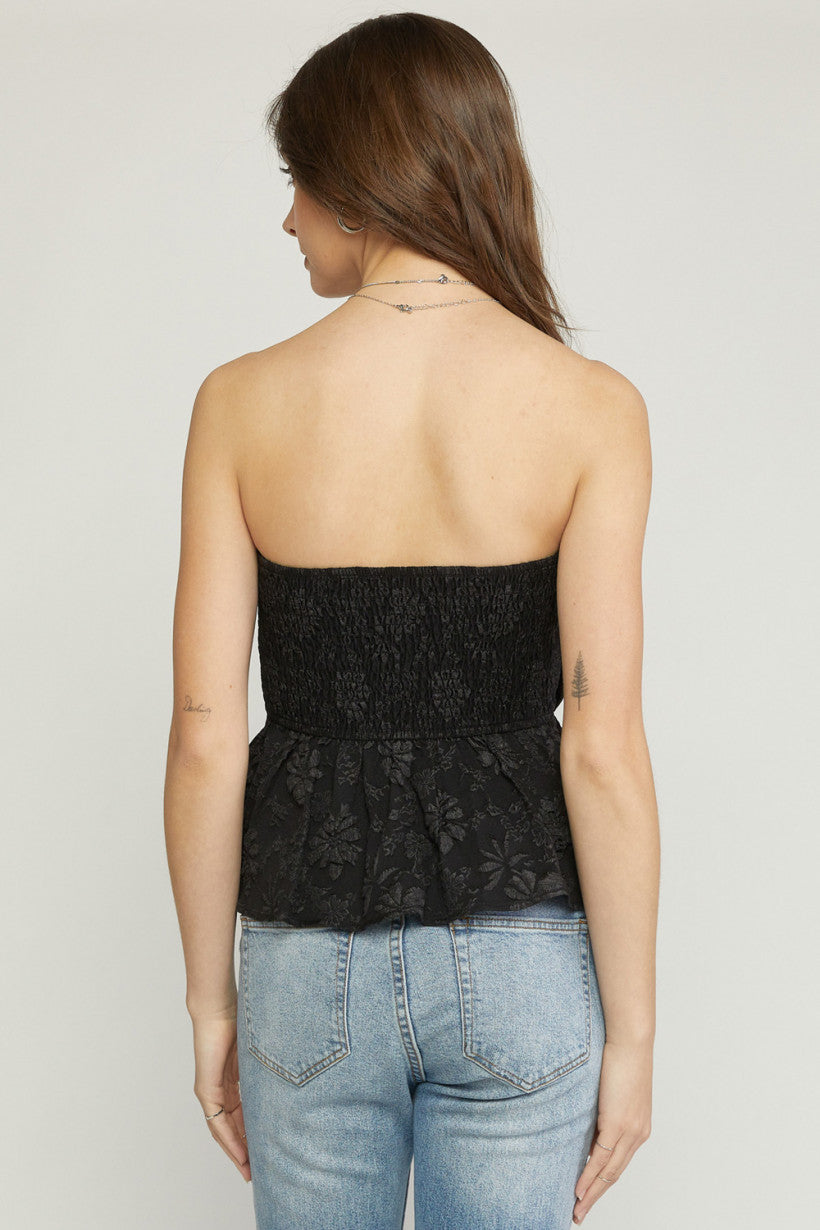 FLORAL JACQUARD SLEEVELESS TOP