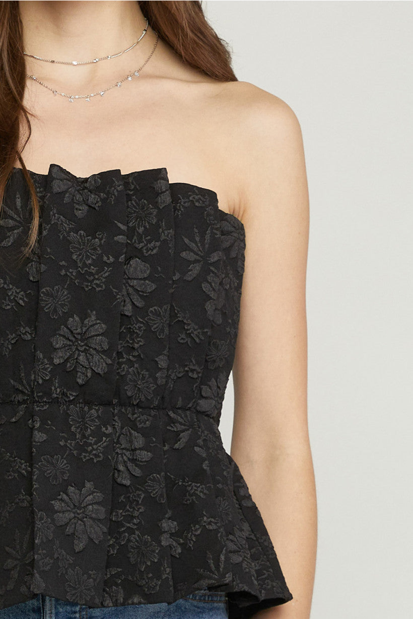 FLORAL JACQUARD SLEEVELESS TOP