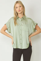SATIN BUTTON DOWN TOP