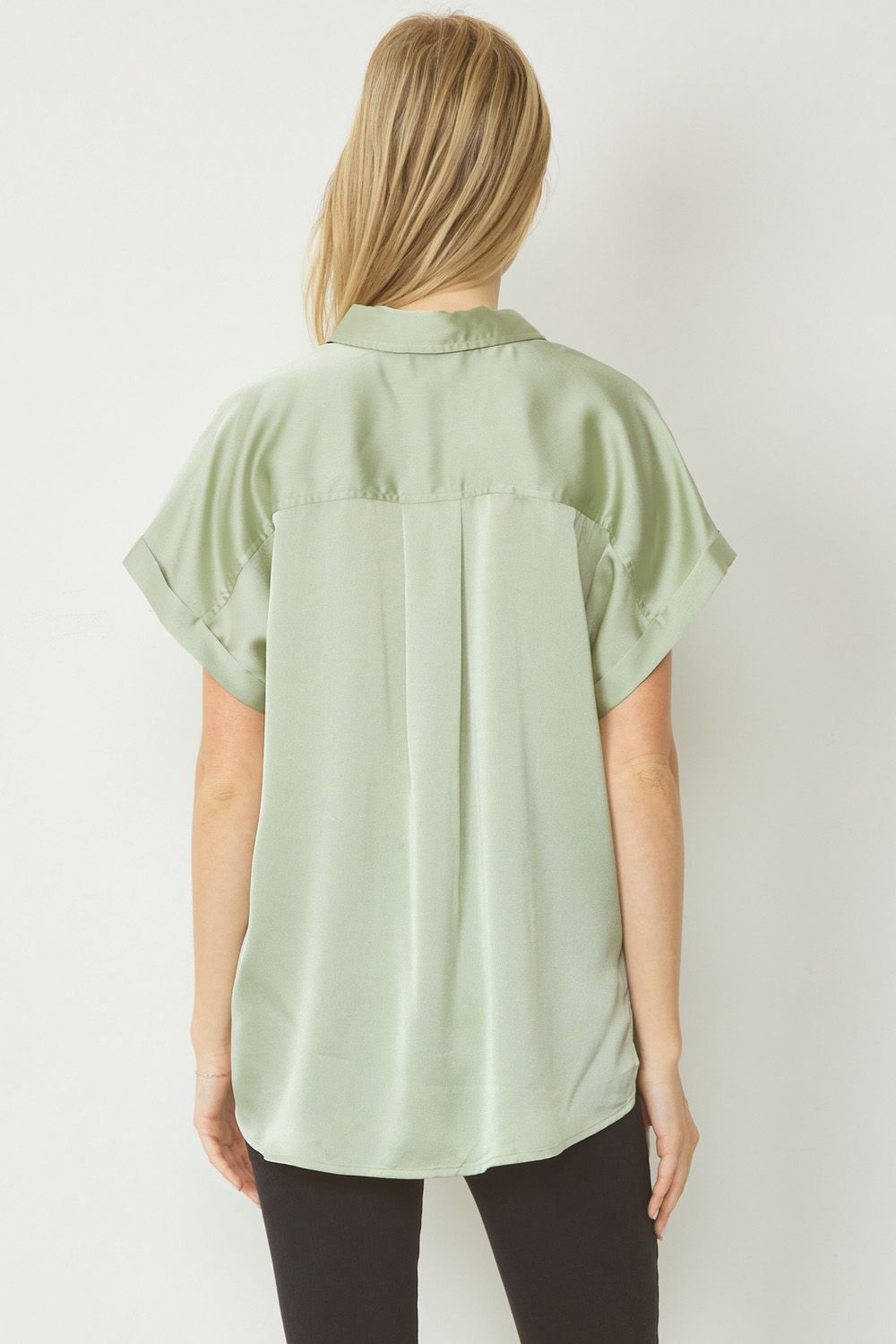 SATIN BUTTON DOWN TOP