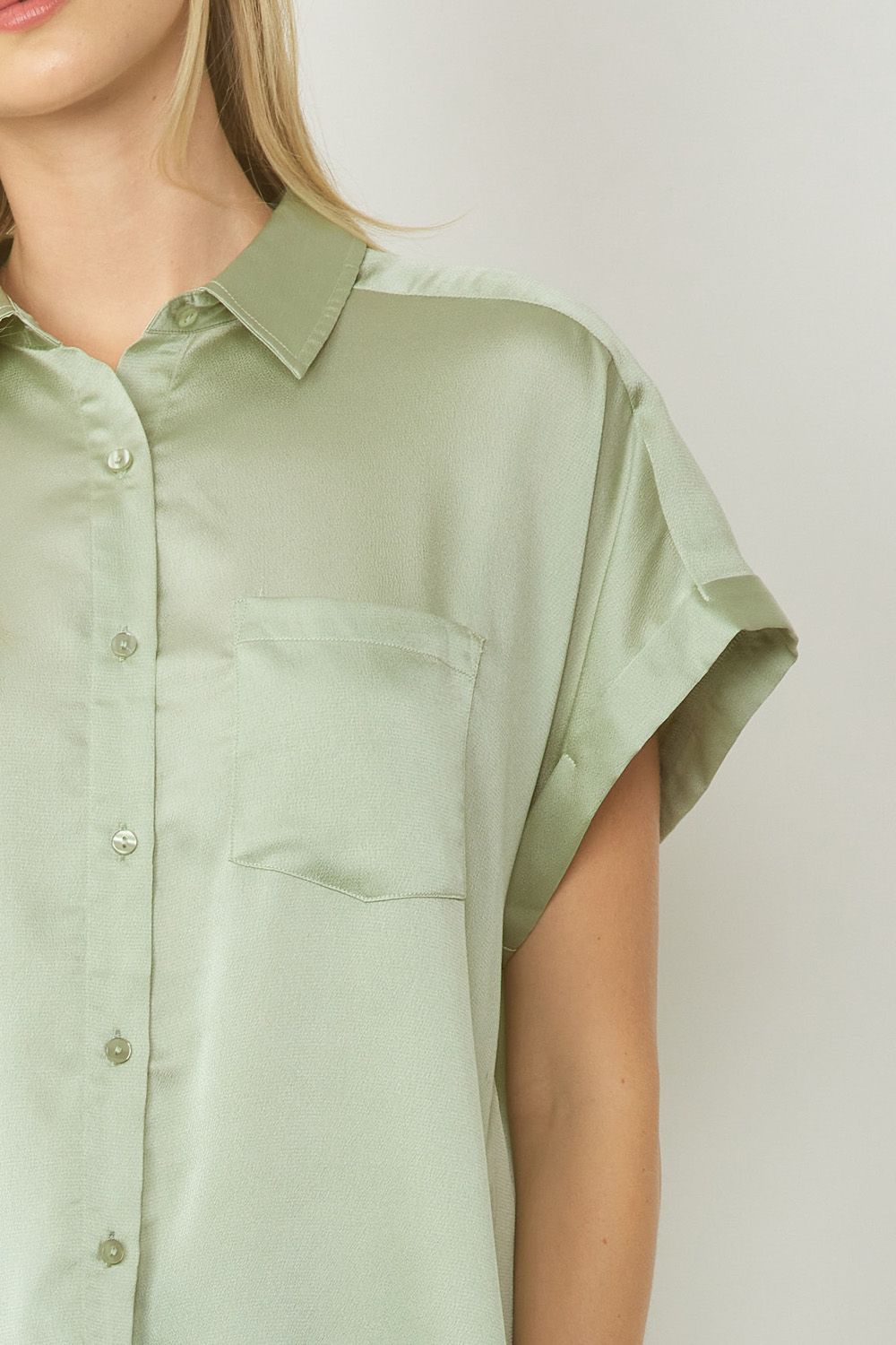 SATIN BUTTON DOWN TOP