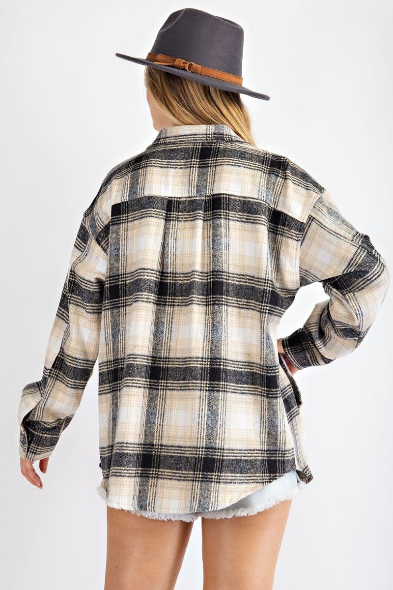 PLAID PRINTED SHIRT JACKET