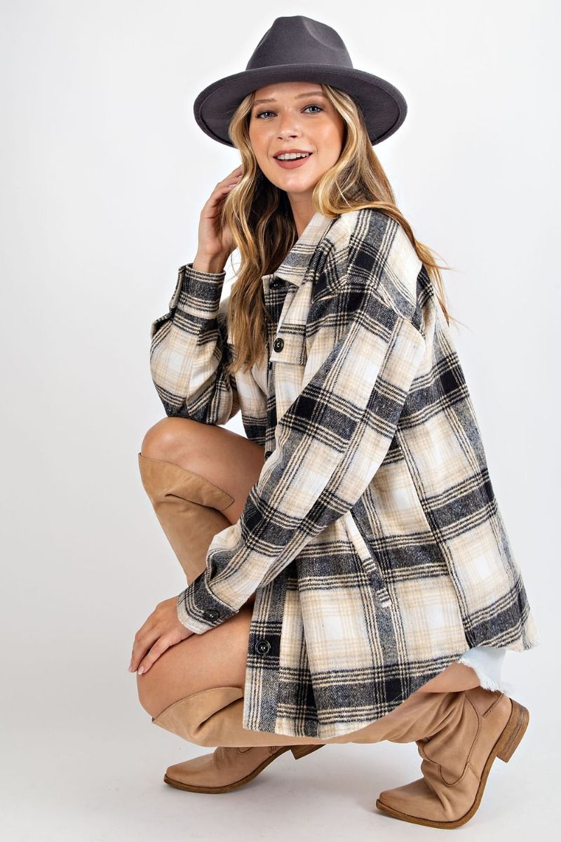 PLAID PRINTED SHIRT JACKET