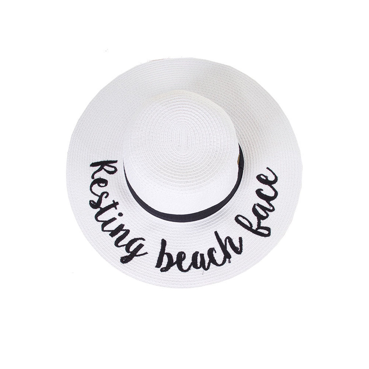 STRAW BRIM HAT WITH RIBBON BAND