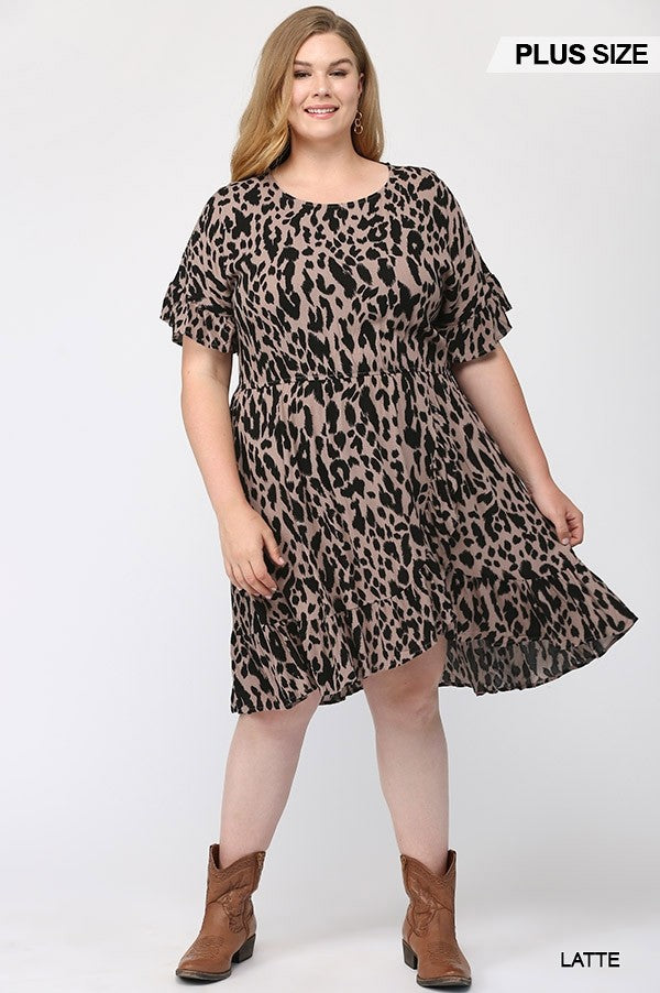 LEOPARD RUFFLE HEM DRESS