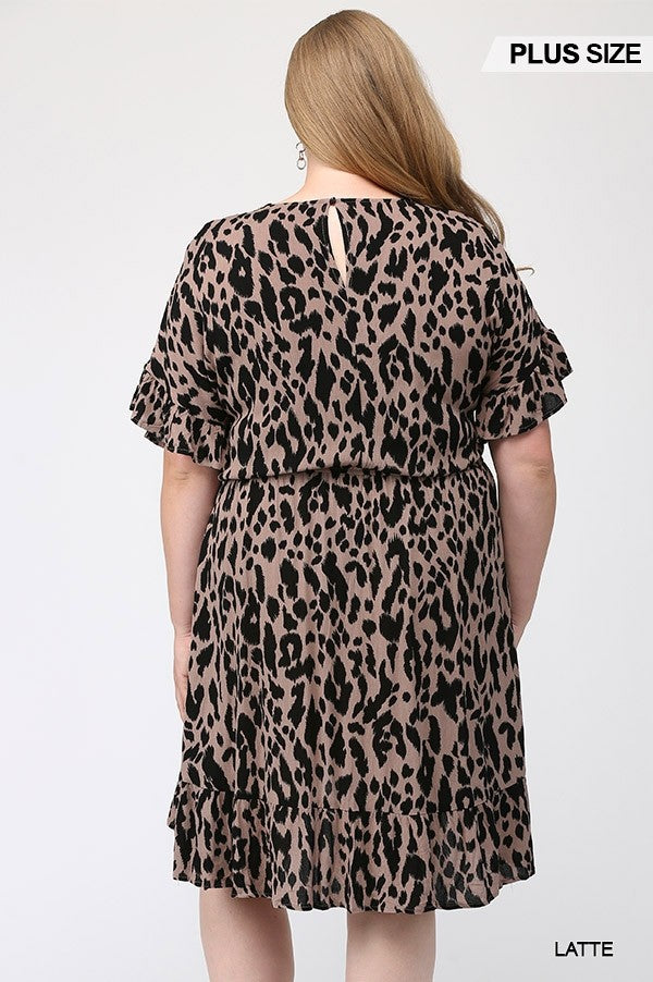 LEOPARD RUFFLE HEM DRESS