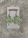 GLITTER MIX SHAMROCK LEATHER EARRINGS