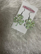 GLITTER MIX SHAMROCK LEATHER EARRINGS
