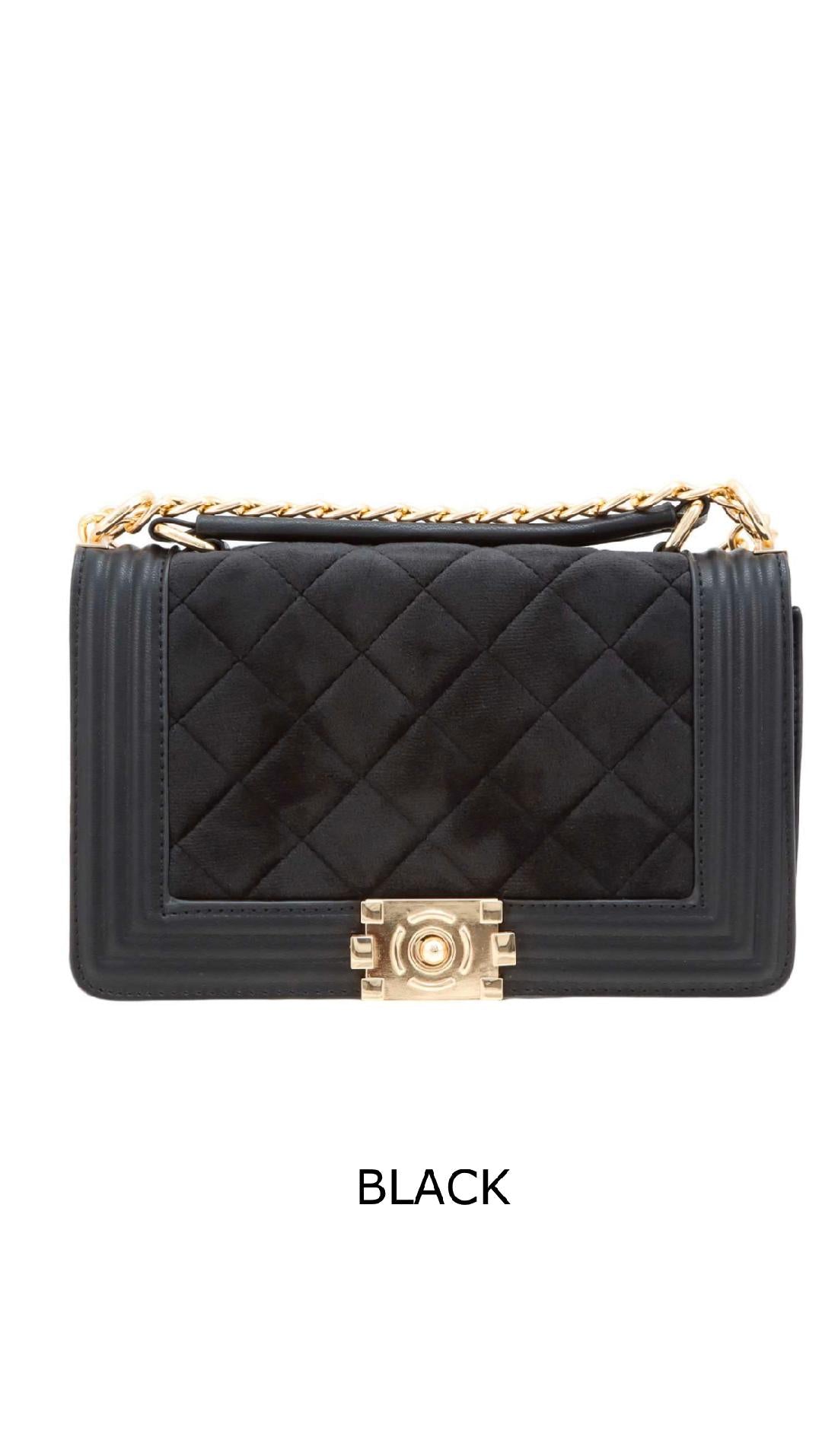 VELVET FEEL BODY RECTANGULAR CROSSBODY BAG 3 COLORS