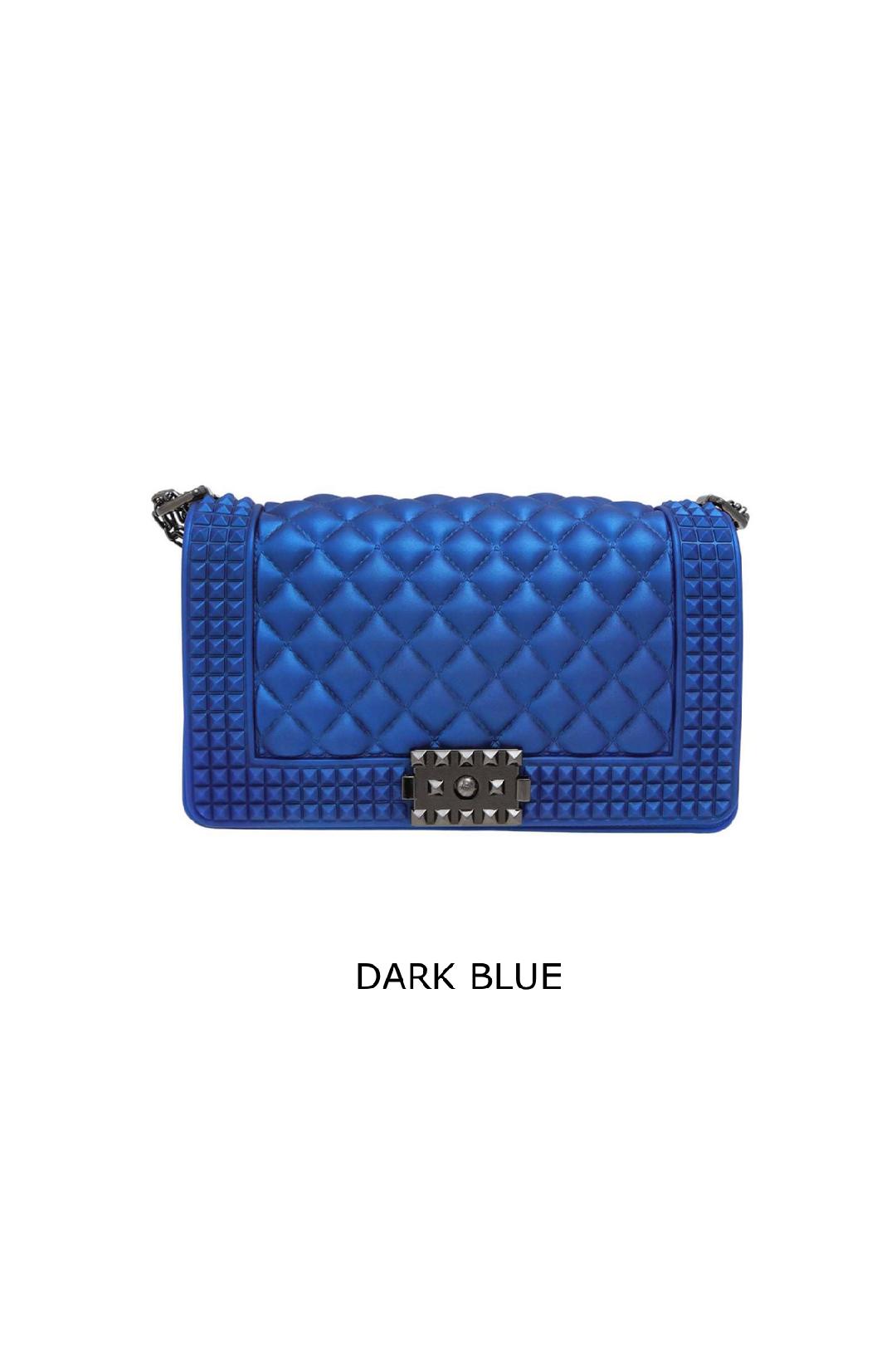 STUD DESIGN DIAMOND PATTERN JELLY BAG 4 COLORS