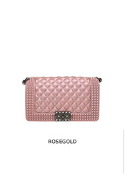 STUD DESIGN DIAMOND PATTERN JELLY BAG 4 COLORS