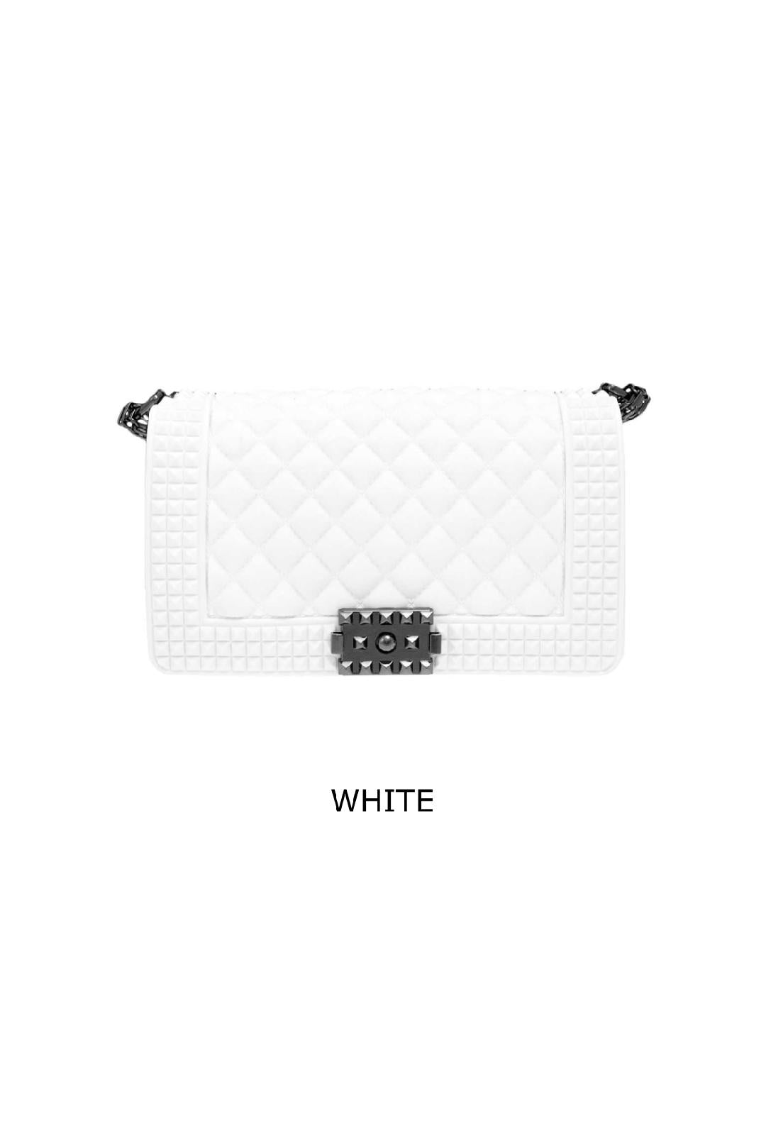 STUD DESIGN DIAMOND PATTERN JELLY BAG 4 COLORS