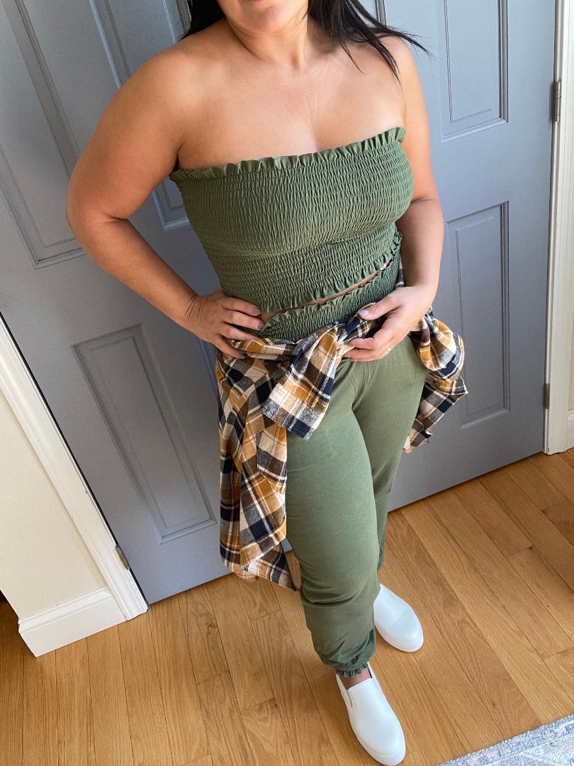 SMOCKED TUBE TOP & JOGGER PANTS