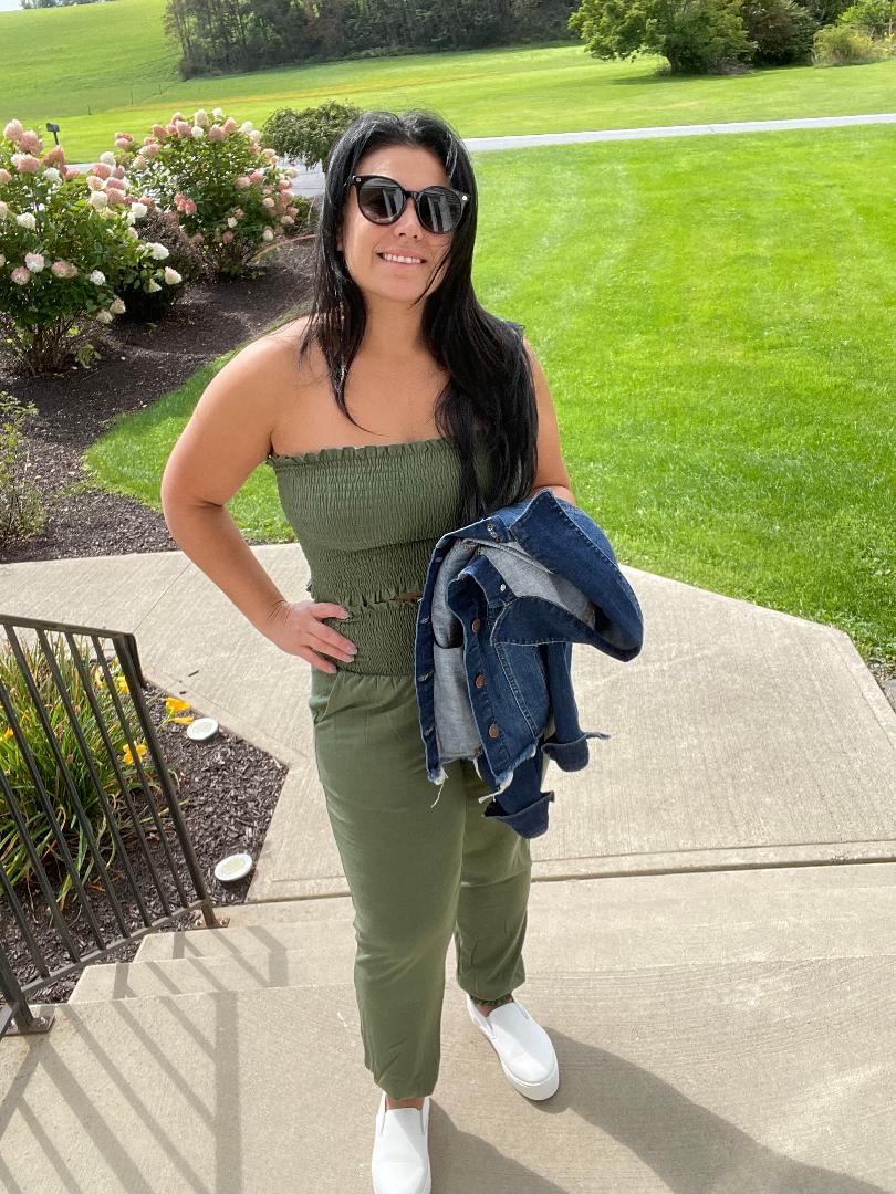 SMOCKED TUBE TOP & JOGGER PANTS