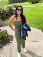 SMOCKED TUBE TOP & JOGGER PANTS